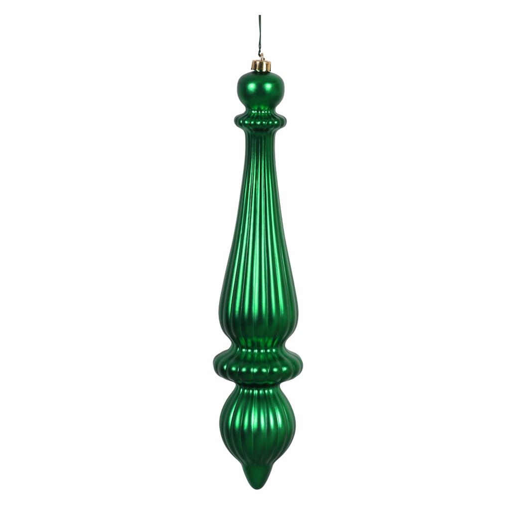 14" Green Matte Finial Drop Ornament (2 pack) 1