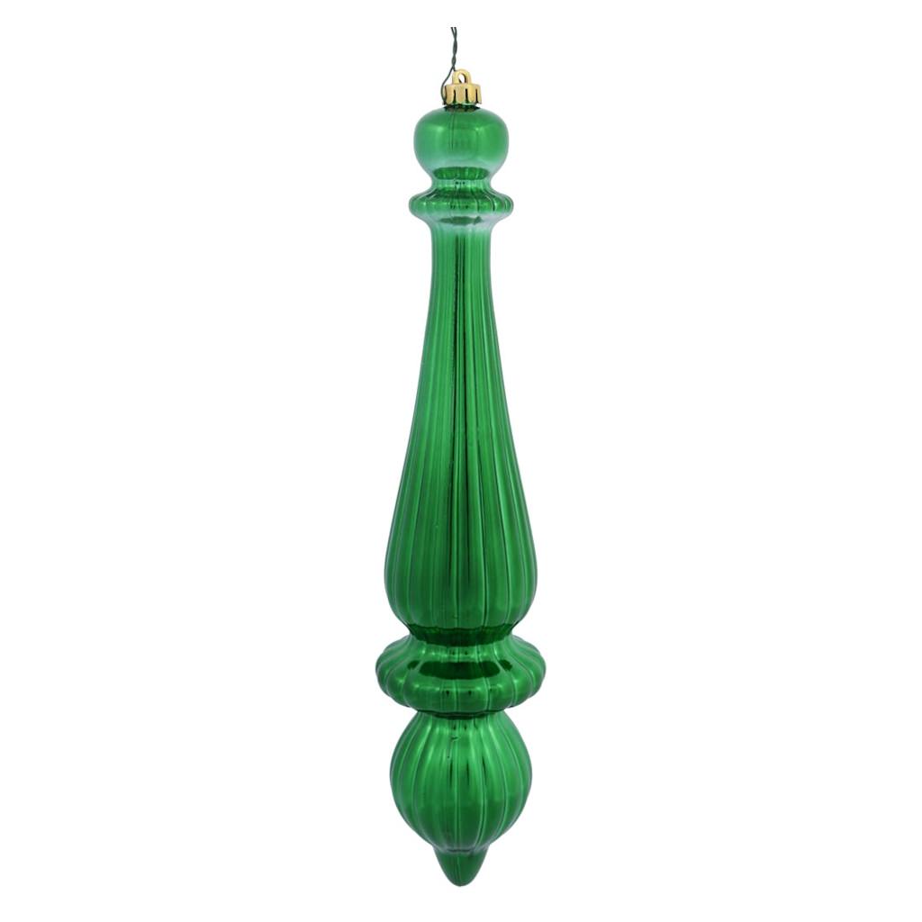 14" Green Shiny Finial Drop Ornament (2 pack) 1