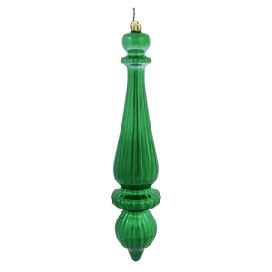 14" Green Shiny Finial Drop Ornament (2 pack) 1