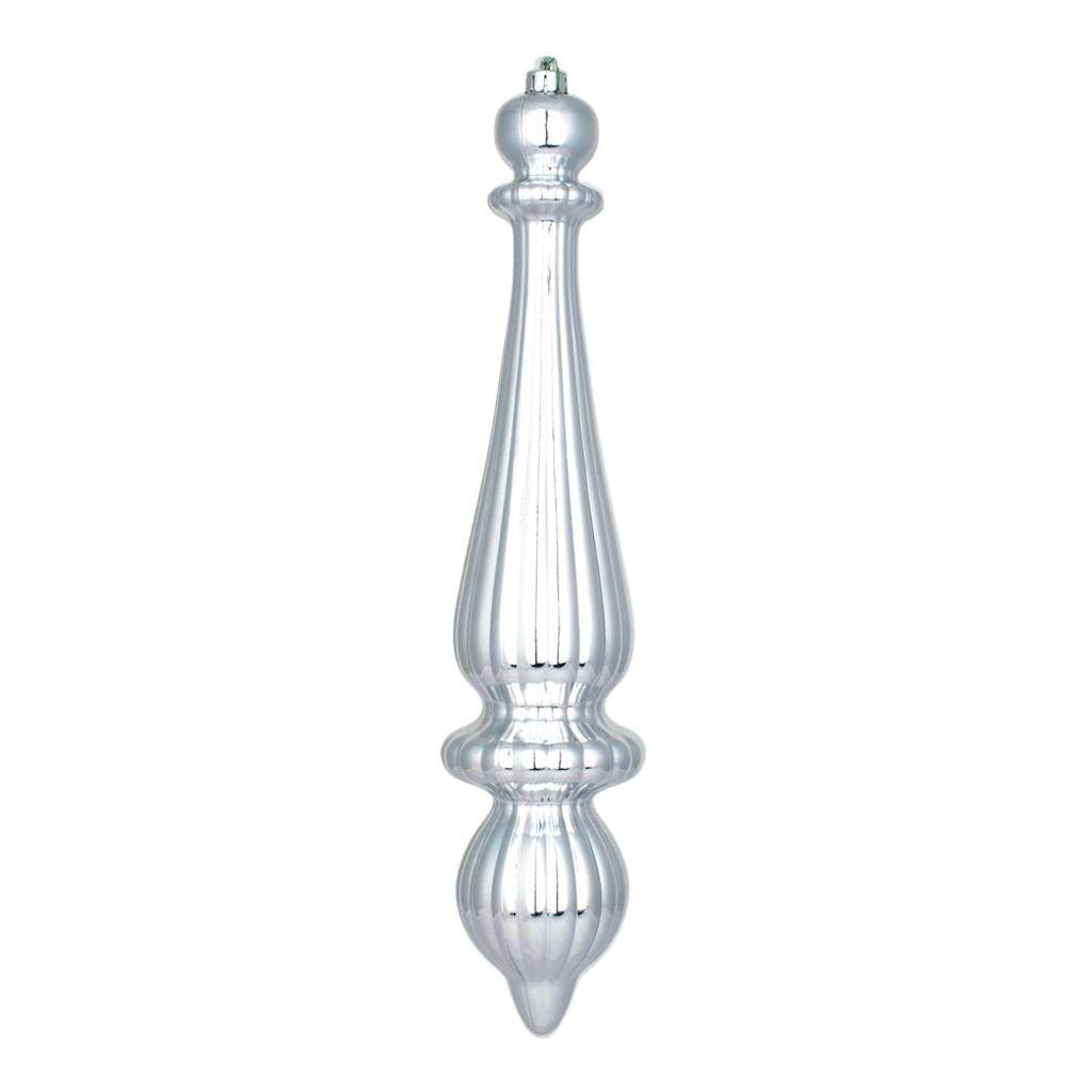 14" Silver Matte Finial Drop Ornaments (2 pack) 1