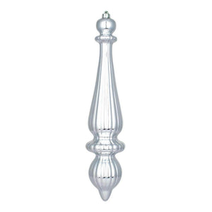 14" Silver Matte Finial Drop Ornaments (2 pack) 1