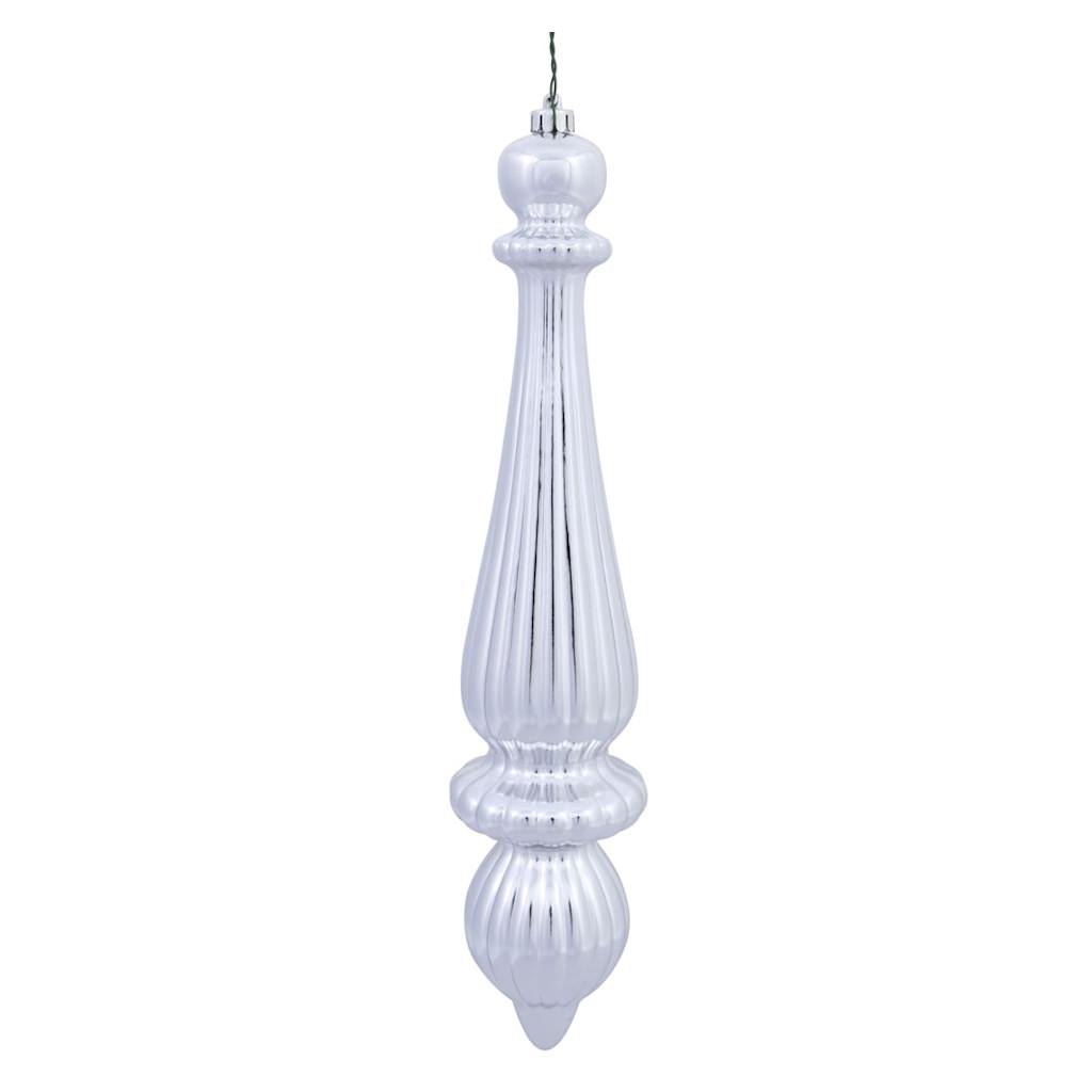14" Silver Shiny Finial Drop Ornament (2 pack) 1
