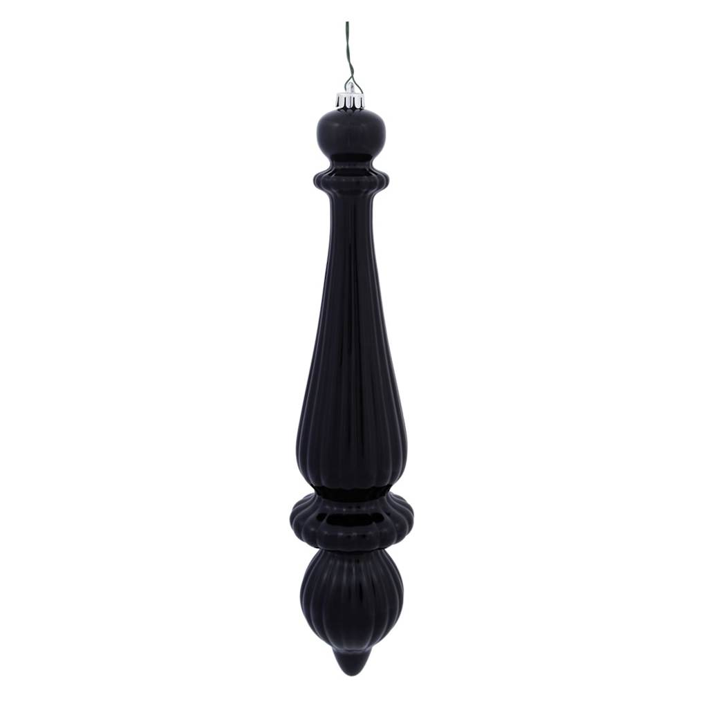 14" Black Shiny Finial Drop Ornament (2 pack) 1