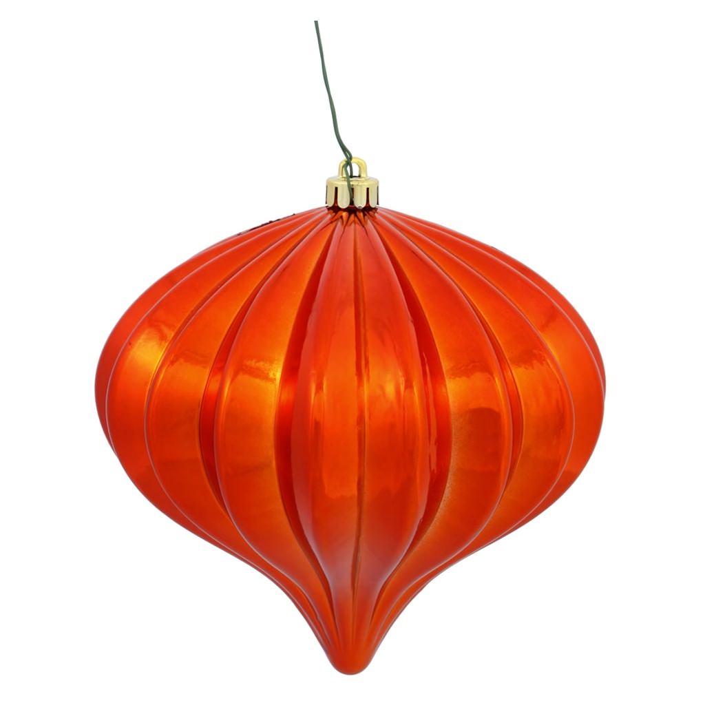 5.7" Burnished Orange Shiny Onion Ornament (3 pack) 1