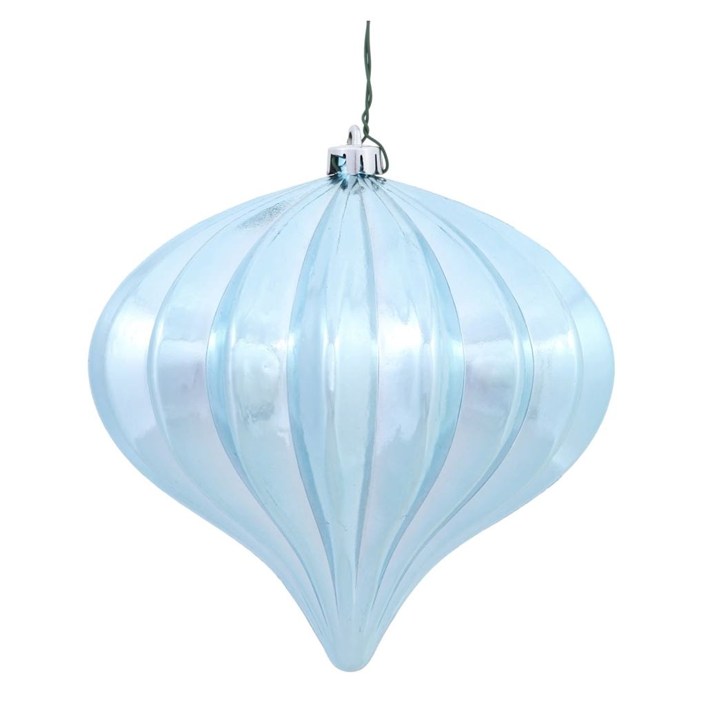 5.7" Baby Blue Shiny Onion Ornament (3 pack) 1