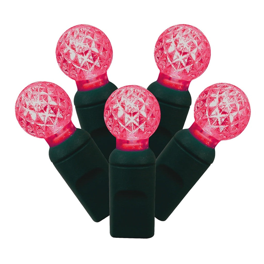 50 Light 25' Green Wire Magenta G12 Berry LED Miniature String with 6" Spacing 1
