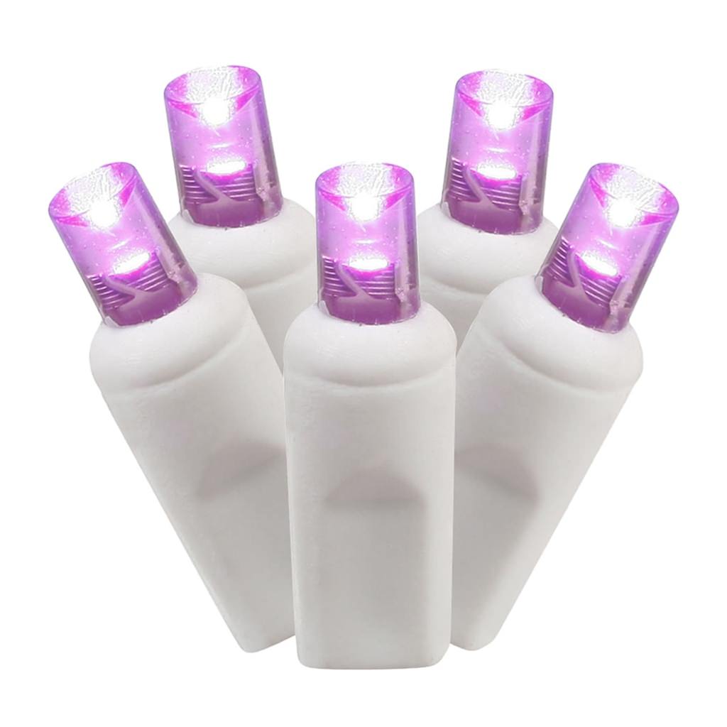 70 Light 9' White Wire Purple Wide Angle LED Icicle Light String with 8" Spacing 1