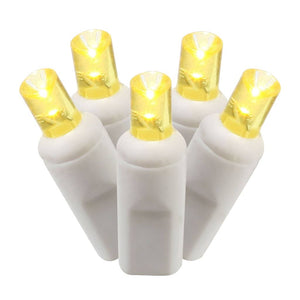 70 Light 9' White Wire Yellow Wide Angle LED Icicle Light String with 8" Spacing 1