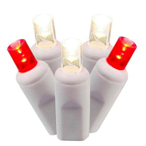 70 Light 9' White Wire Red / White Wide Angle LED Icicle Light String 1