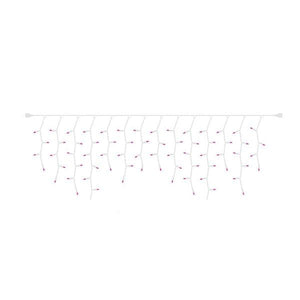 70 Light 9' White Wire Magenta Twinkle LED Icicle Light String 2