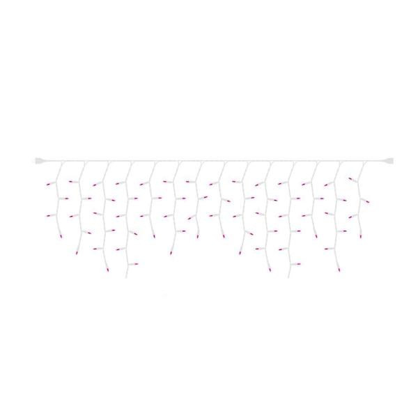 70 Light 9' White Wire Magenta Twinkle LED Icicle Light String 2