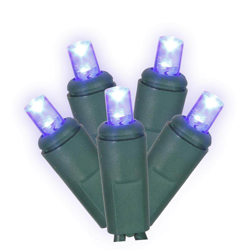 200 Light 100' Green Wire Blue Wide Angle LED Set 6" Spacing 1