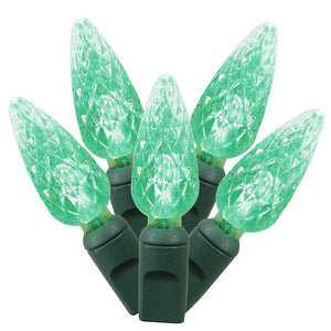 200 Light 100' Green Wire Green LED C6 Set 6" Spacing 1