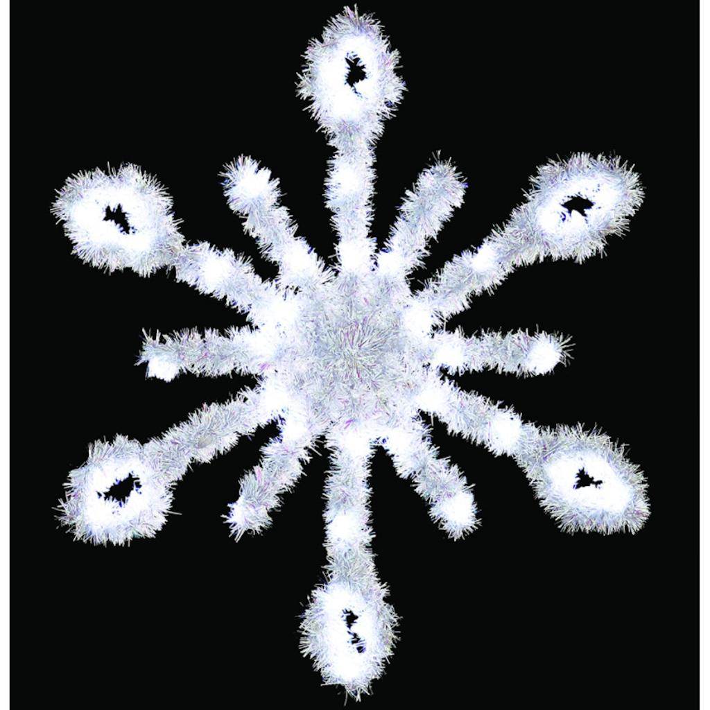30 Light 3.5' Pure White C7 LED Metallic Snowburst Pole Decoration 1