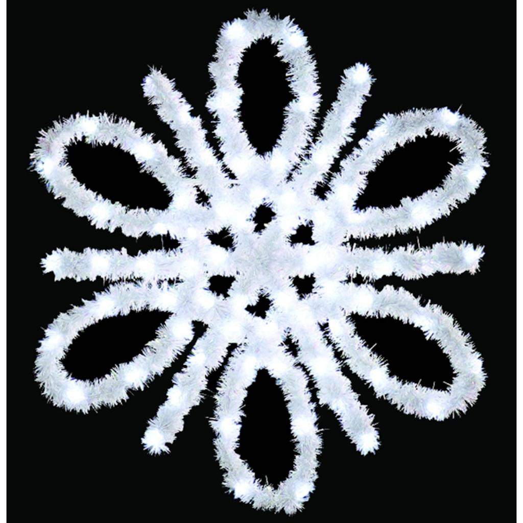 48 Light 4.5' Pure White C7 LED Metallic Spiral Snowflake Pole Decoration 1
