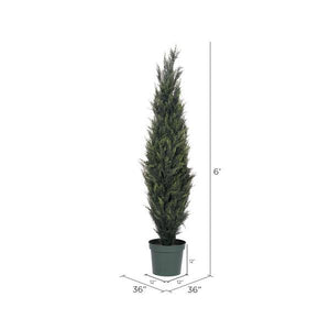 72" Artificial Pond Cypress Topiary in Black Pot 2