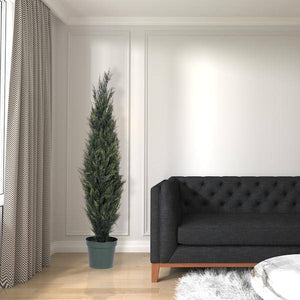 72" Artificial Pond Cypress Topiary in Black Pot 3