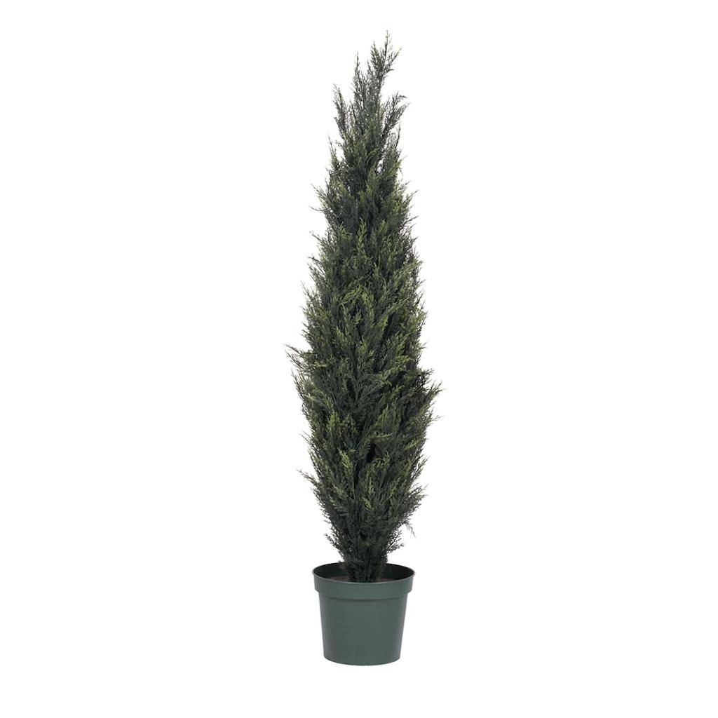 72" Artificial Pond Cypress Topiary in Black Pot 1