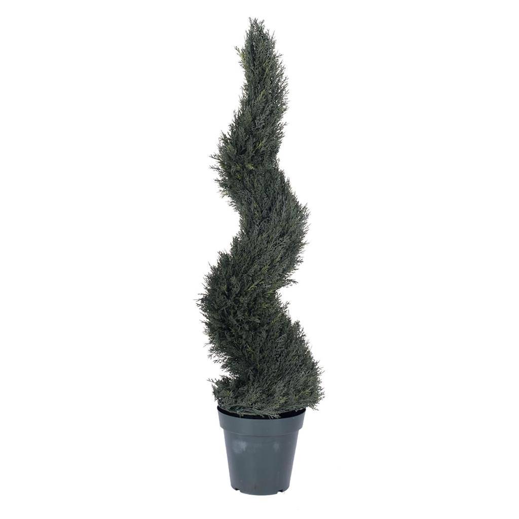 48" Artificial Pond Cypress Spiral in Black Pot 1