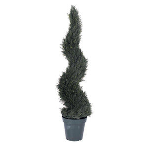 48" Artificial Pond Cypress Spiral in Black Pot 1