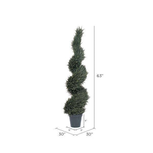 63" Artificial Pond Cypress Spiral in Black Pot 2