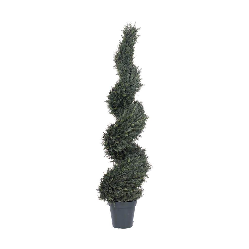 63" Artificial Pond Cypress Spiral in Black Pot 1