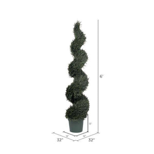 72" Artificial Pond Cypress Spiral in Black Pot 2