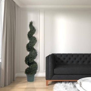 72" Artificial Pond Cypress Spiral in Black Pot 3