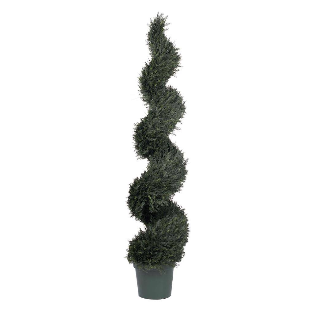 72" Artificial Pond Cypress Spiral in Black Pot 1