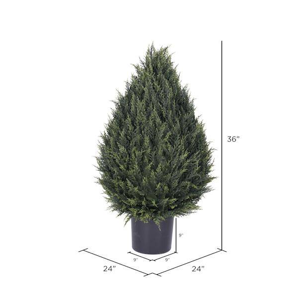 36" Artificial Cedar Pine Cone Topiary in Black Pot 2