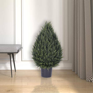 36" Artificial Cedar Pine Cone Topiary in Black Pot 3