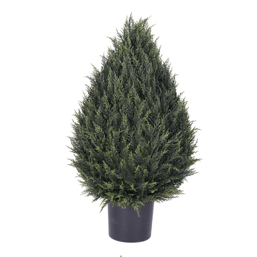 36" Artificial Cedar Pine Cone Topiary in Black Pot 1