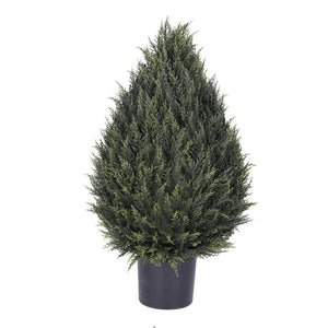 36" Artificial Cedar Pine Cone Topiary in Black Pot 1