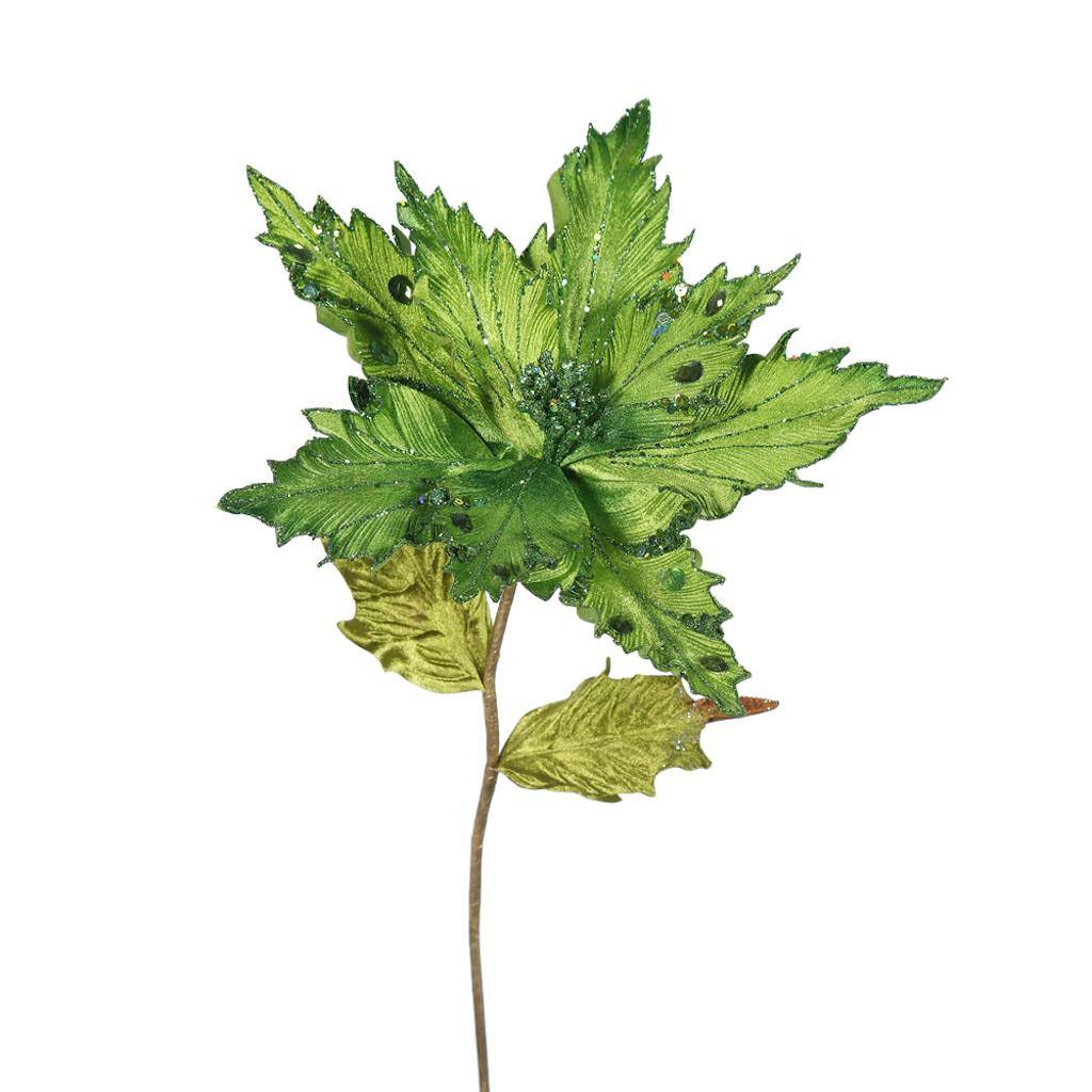 26" Artificial Lime Velvet Poinsettia Flower (3 pack) 1