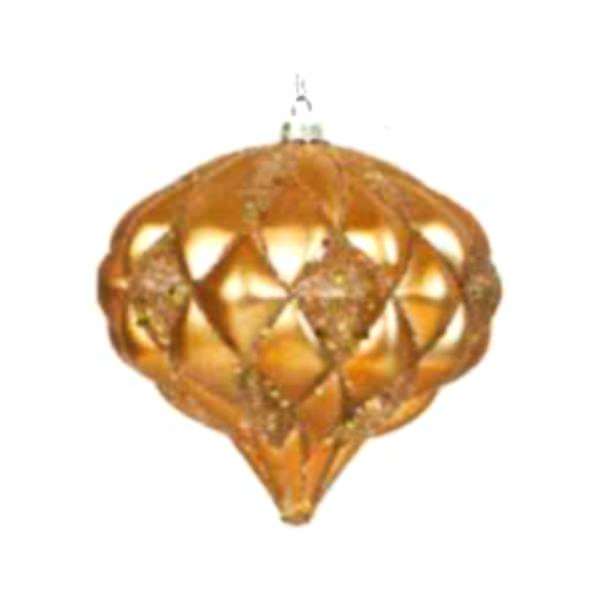 5.7" Sand Gold Matte Glitter Diamond Onion Ornament 1