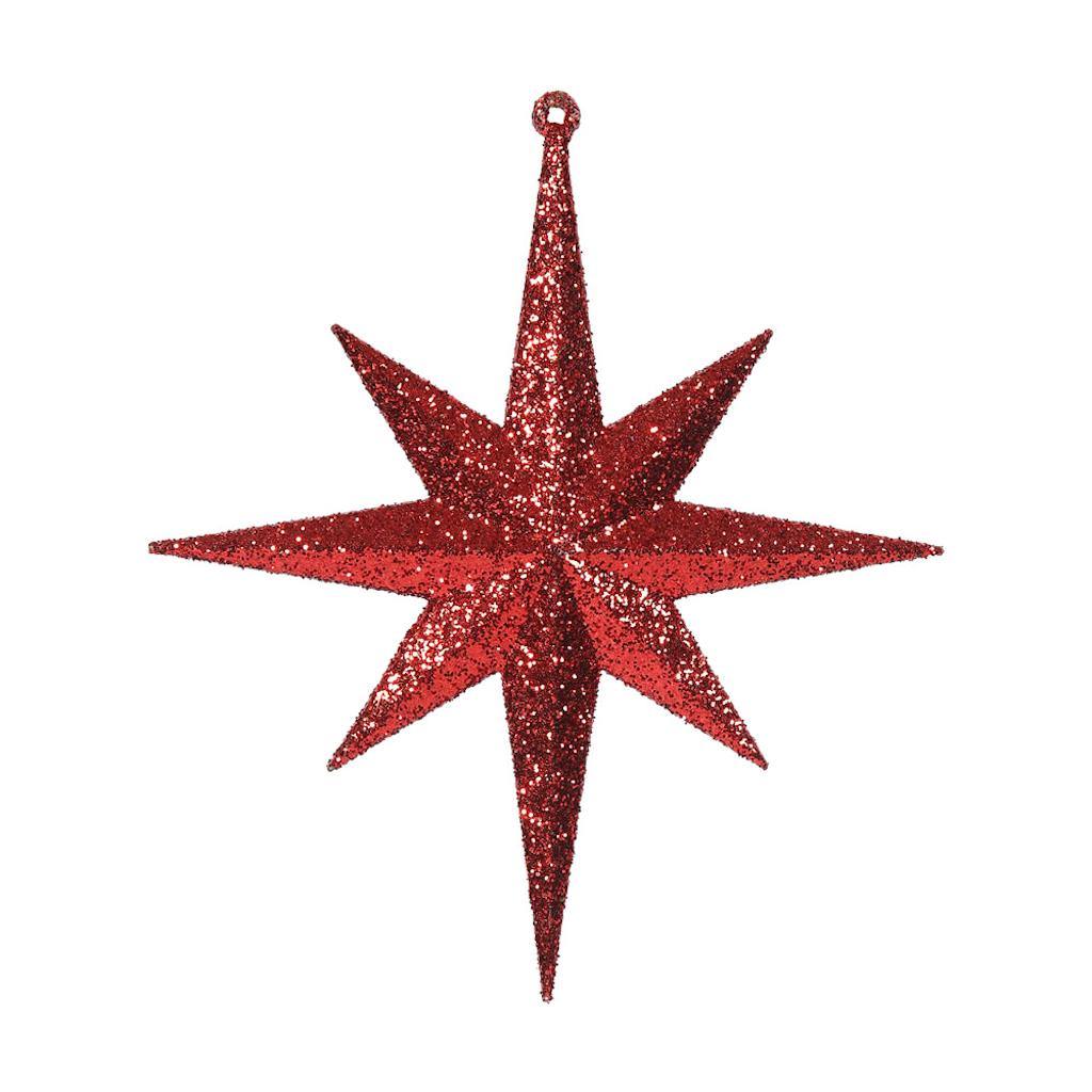 8" Red Glitter Bethlehem Star Ornament (4 pack) 1