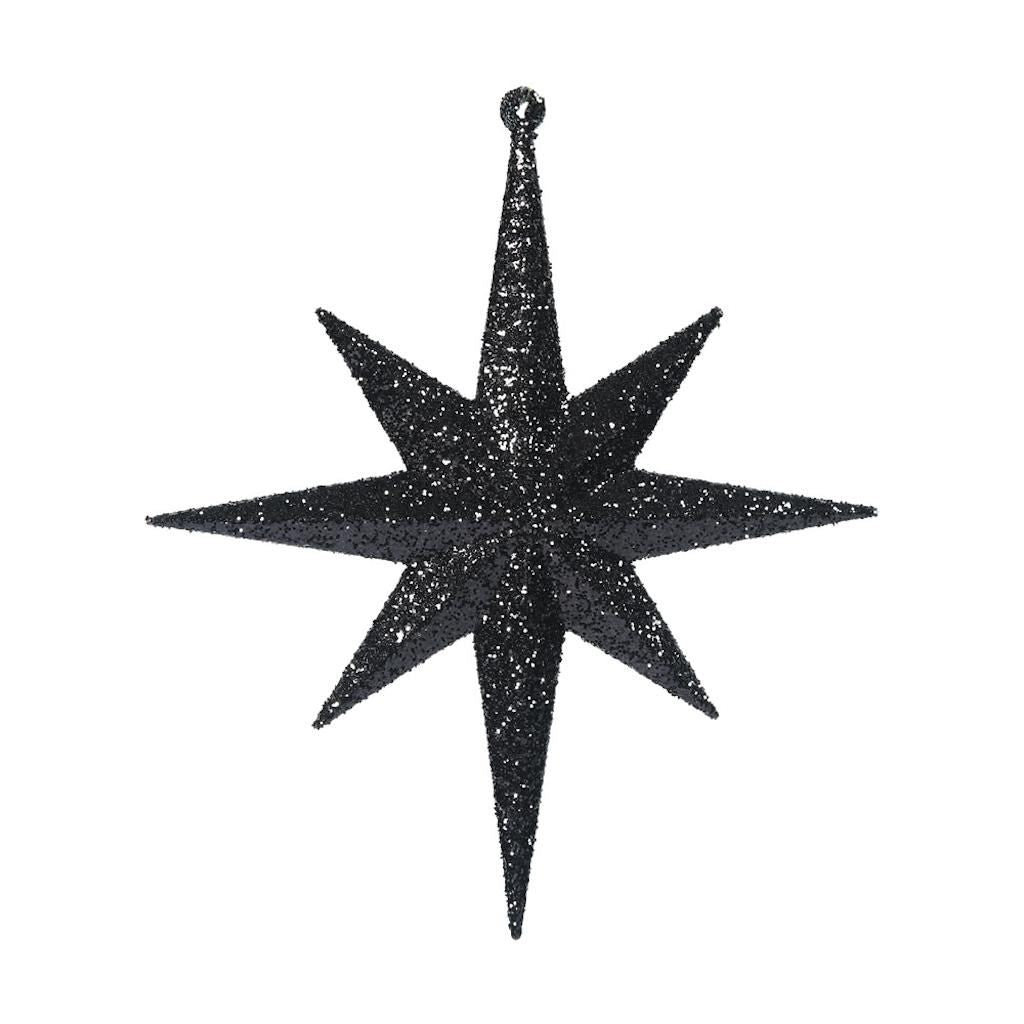 8" Black Glitter Bethlehem Star Ornament (4 pack) 1