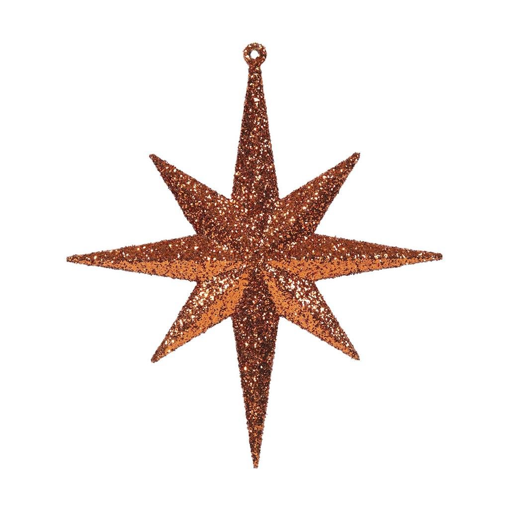 8" Burnished Orange Glitter Bethlehem Star Ornament (4 pack) 1