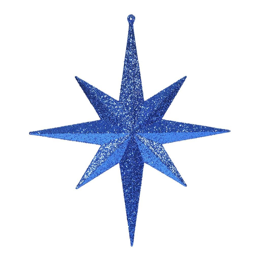 12" Blue Glitter Bethlehem Star Ornament (2 pack) 1