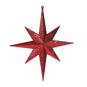 12" Red Glitter Bethlehem Star Ornament (2 pack) 1