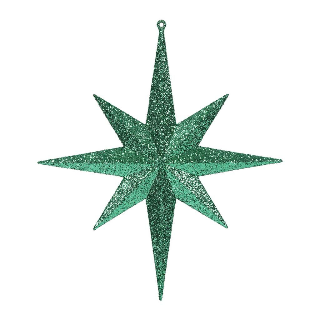 12" Green Glitter Bethlehem Star Ornament (2 pack) 1