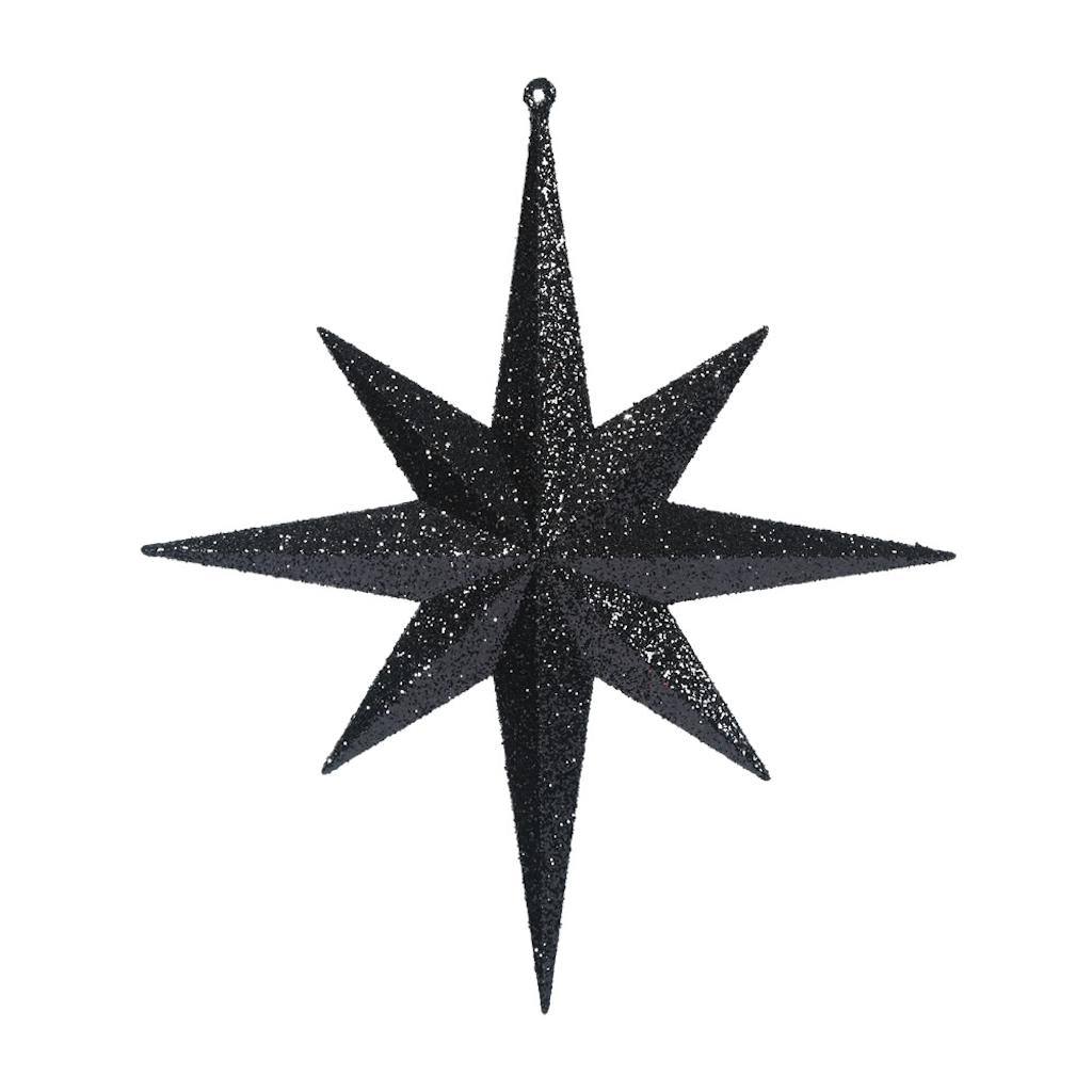 12" Black Glitter Bethlehem Star Ornament (2 pack) 1