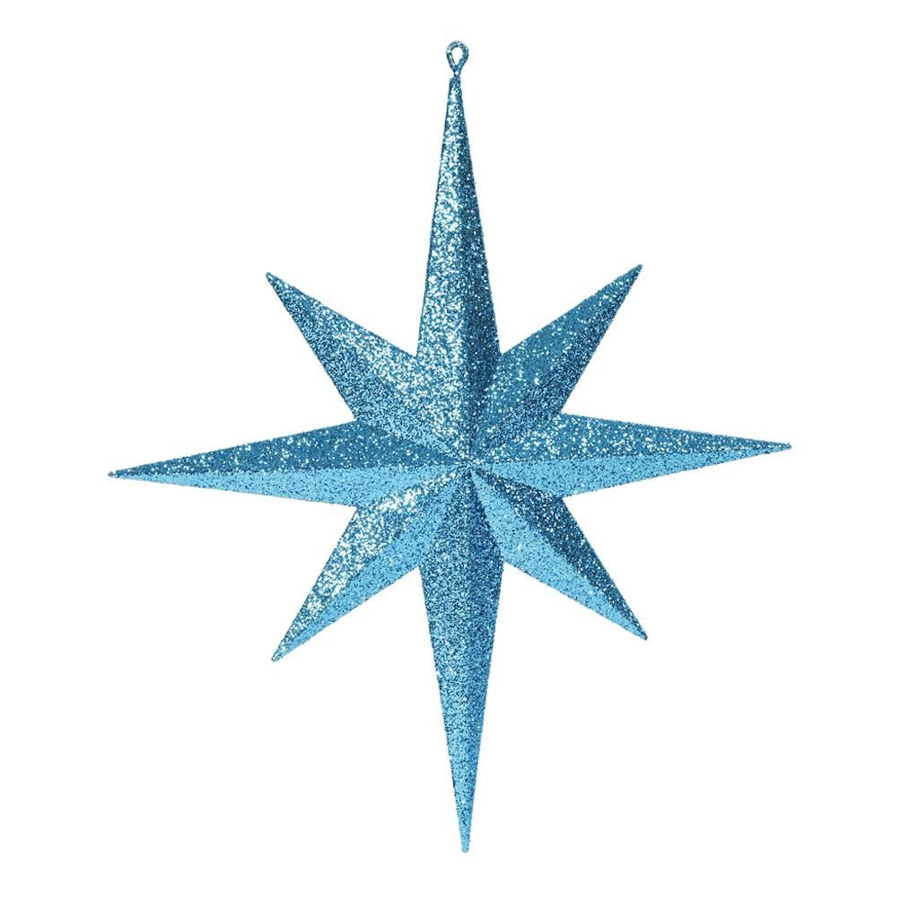 15.75" Teal Glitter Bethlehem Star Ornament 1