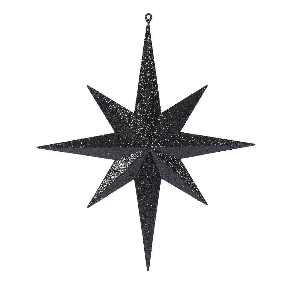 15.75" Black Glitter Bethlehem Star Ornament 1