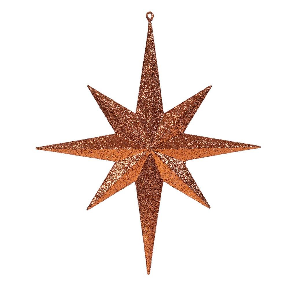 15.75" Burnished Orange Glitter Bethlehem Star Ornament 1