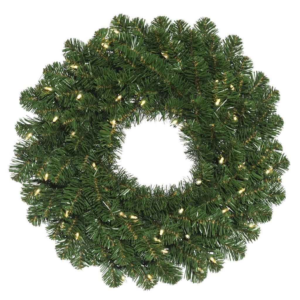 30" Artificial Oregon Fir Wreath 70 Warm White LED Lights 1