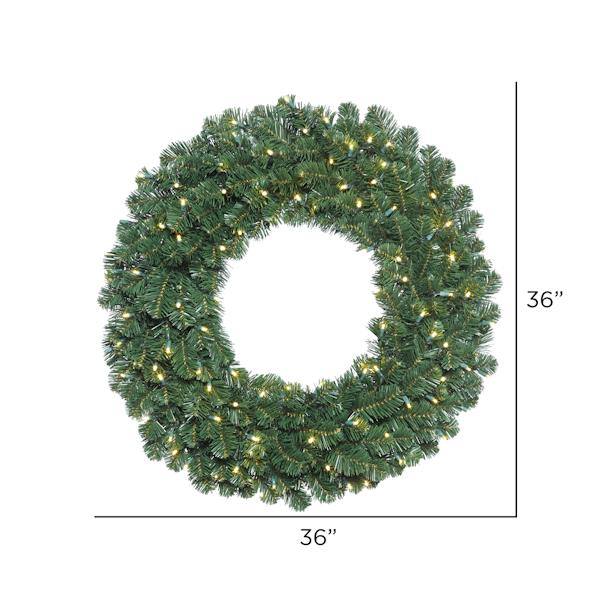 36" Artificial Oregon Fir Double Door Wreath in Halves 100 Warm White LED Wide Angle Lights 2