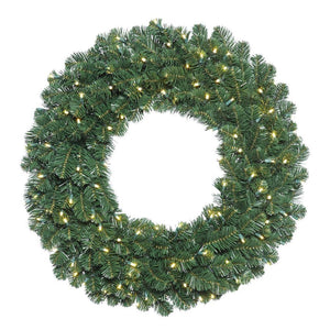 36" Artificial Oregon Fir Double Door Wreath in Halves 100 Warm White LED Wide Angle Lights 1