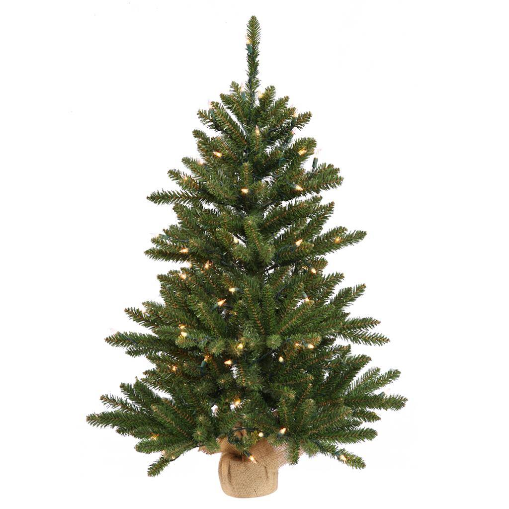 3' Artificial Anoka Pine Tree w/Burlap Base 100 Multi Color LED Lights 1