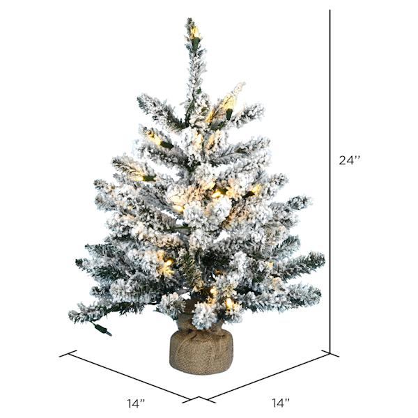 2' Artificial Flocked Anoka Tree w/Burlap Base 35 Warm White LED Lights 3